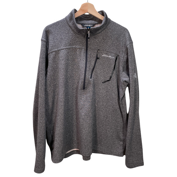 Eddie Bauer Ascent Men's XL Tall Gray 1/2 Zip Pullover Fleece Long Sleeve Top